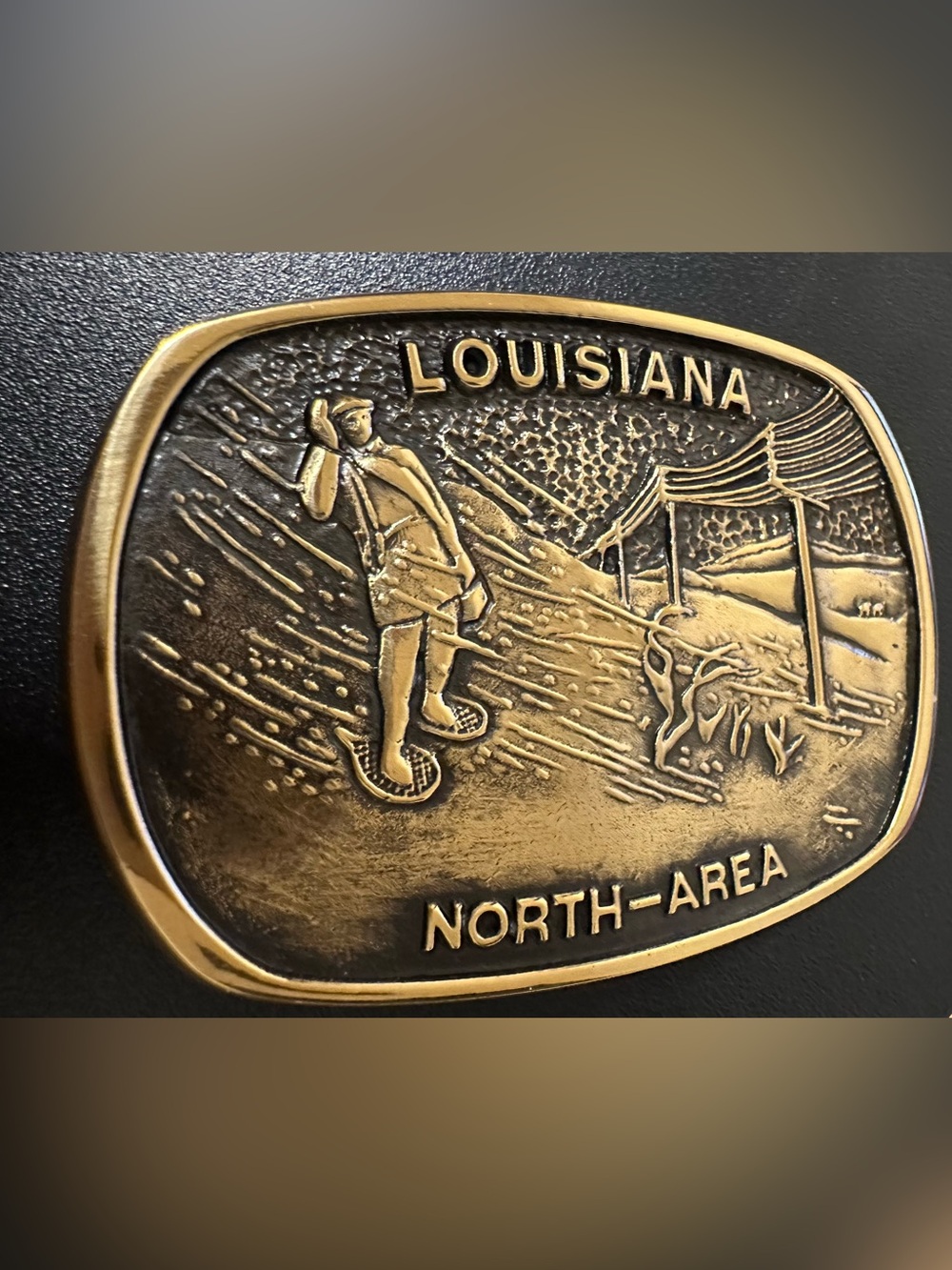 Vintage BTS Louisiana North-Area Brass Belt Buckle